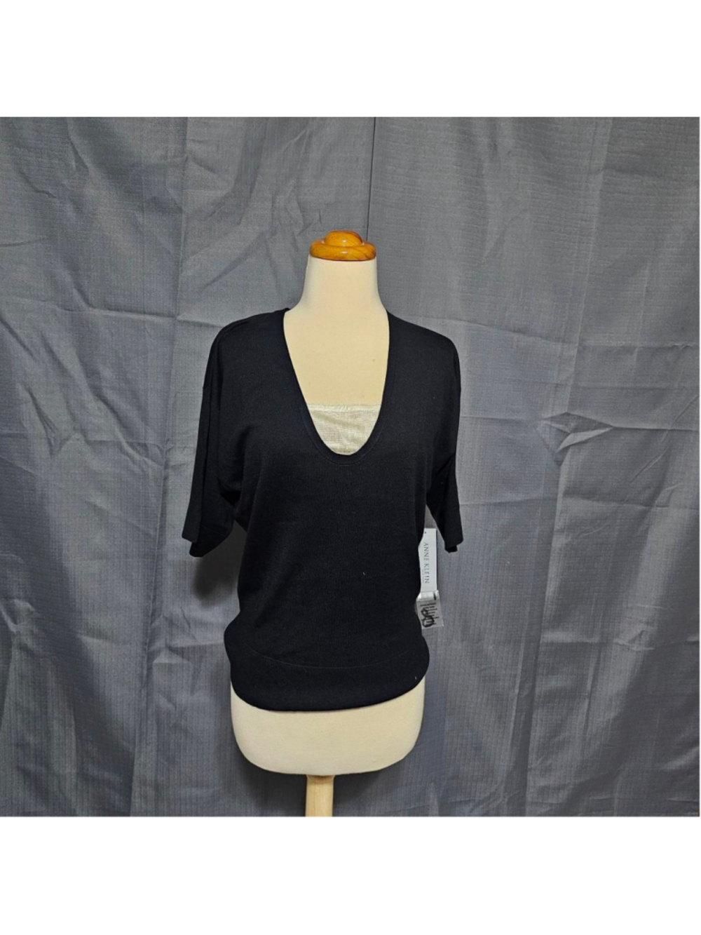 Black Anne Klein Silk & Cashmere Knit Top